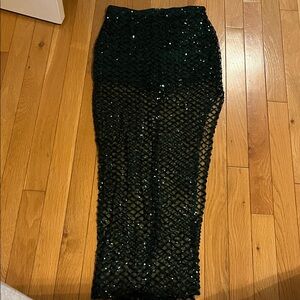Green sparkly net mermaid maxi skirt